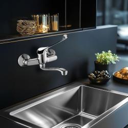 Klinika AquaTrimo kuchenny kran ścienny z długą rączką chrom 21CC7077CM