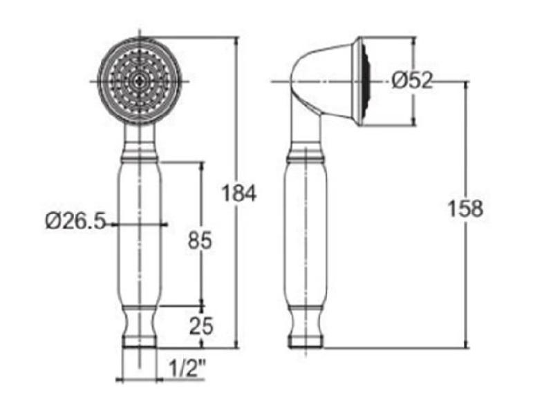 PB klasyczna ręczna głowica prysznicowa ze stali nierdzewnej z białą rączką 1208957105