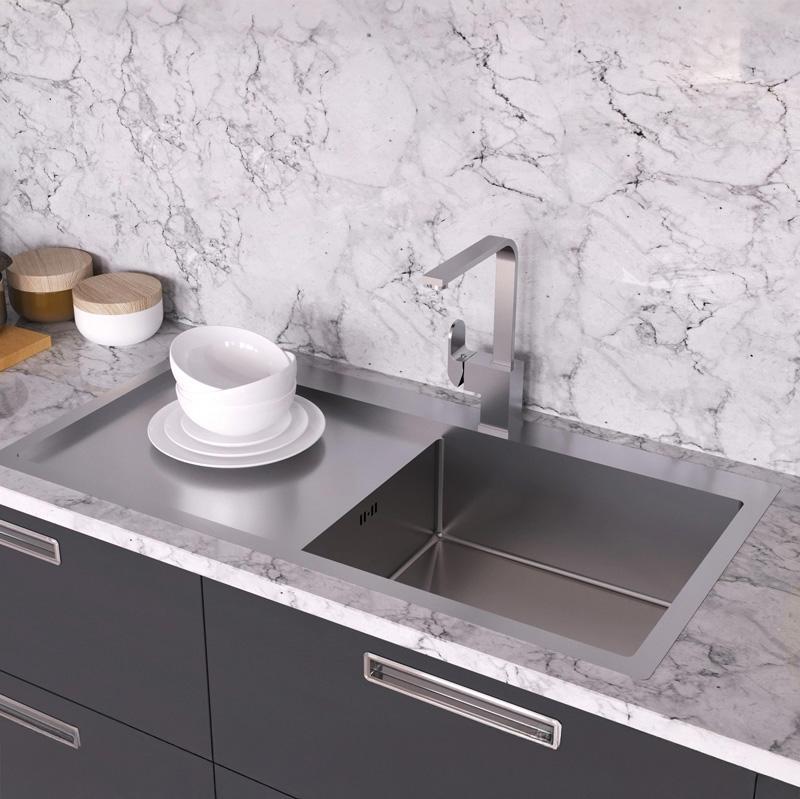 Ausmann Oder Blue duży nierdzewny zlewozmywak 100x51cm na płasko i do montażu z częścią ociekającą 1208957123