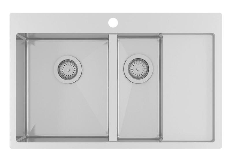 Ausmann Oder Blue 1,5 rvs zlew 78x50cm montaż na równi z blatem i nadblatowy z ociekaczem 1208957126