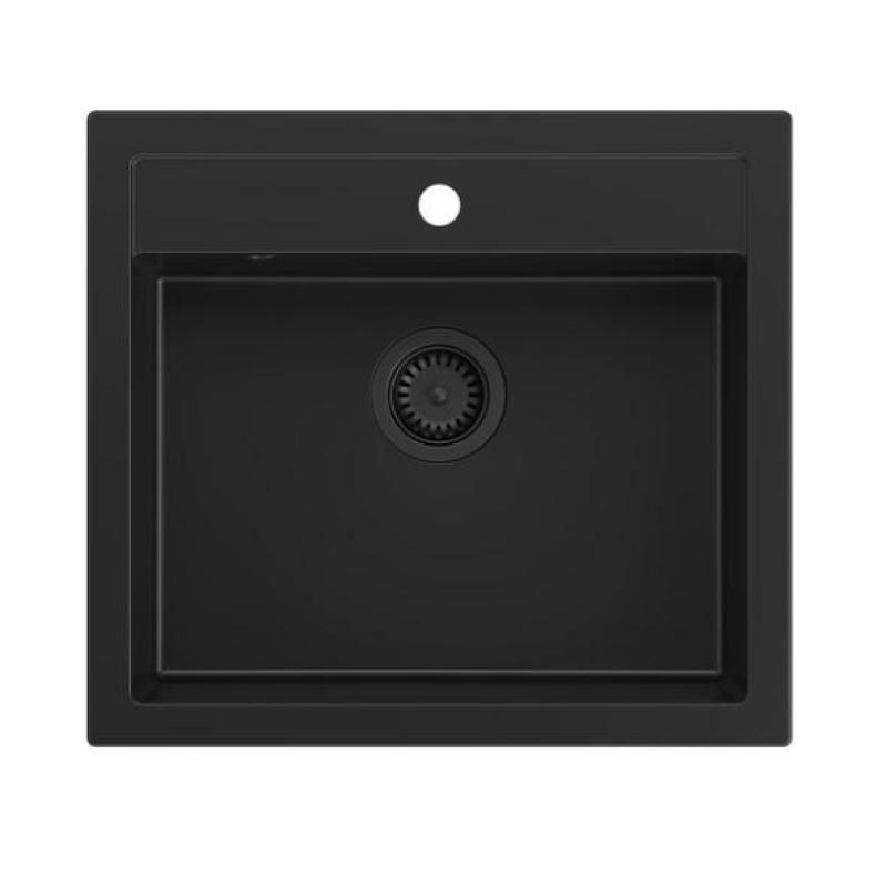 Quadri Farmhouse wiejska wpuszczana lub naszafkowa granitowa zlewozmywak matowa czarna 595x540mm 1208957208