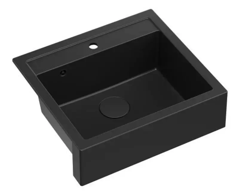 Quadri Farmhouse wiejska wpuszczana lub naszafkowa granitowa zlewozmywak matowa czarna 595x540mm 1208957208