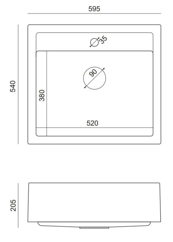 Quadri Farmhouse wiejska wpuszczana lub naszafkowa granitowa zlewozmywak matowa czarna 595x540mm 1208957208