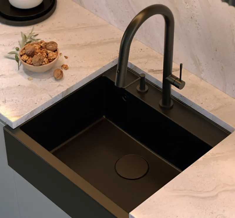 Quadri Swindon Luxe Wbudowany Dozownik Mydła Matowy Czarny, napełniany od góry 1208957213