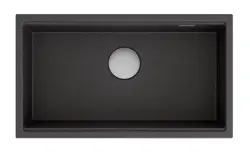 Quadri Newport duży i głęboki zlewozmywak granitowy do montażu na blacie i pod blatem antracytowy zlewozmywak 760x435 mm 1208957219