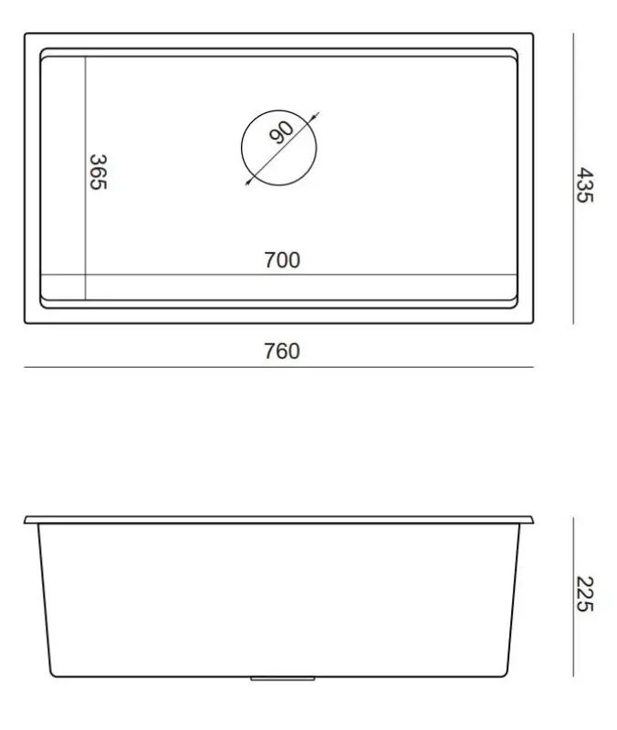 Quadri Newport duży i głęboki zlewozmywak granitowy do montażu na blacie i pod blatem antracytowy zlewozmywak 760x435 mm 1208957219