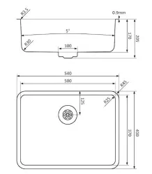 Lorreine Pro stal nierdzewna zlew 50 cm montaż na równi z blatem, podwieszany i nakładany 1208957321