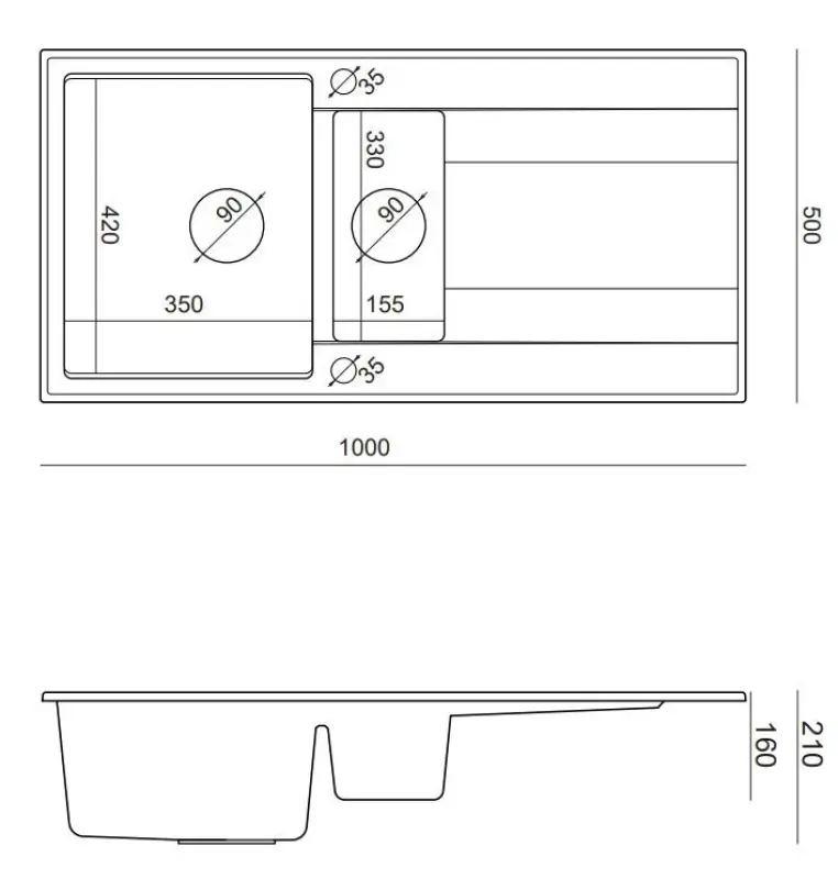 Quadri Luton biały granitowy zlewozmywak nakładany 1,5-komorowy z ociekaczem, odwracalny, 100x50 cm, z korkiem ze stali nierdzewnej 1208957330