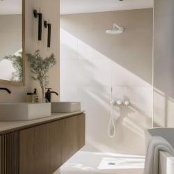 Waterevolution Flow zestaw prysznicowy do zabudowy, matowy biały, z termostatem, deszczownicą i słuchawką prysznicową 1208957344