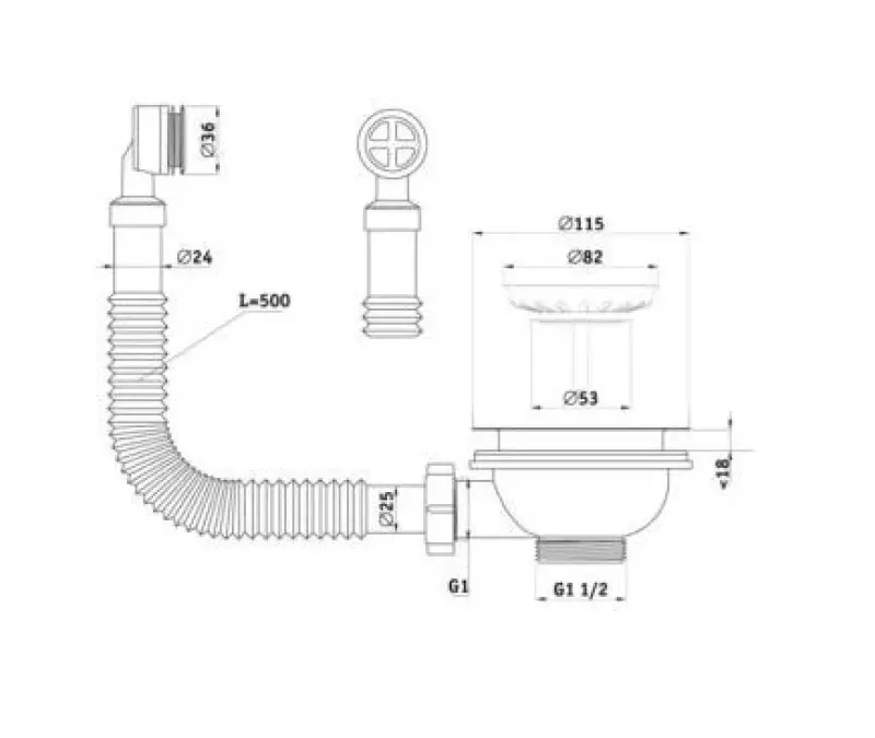 GraniteMy Zestaw odpływowy z betonu szary z okrągłym przelewem 1208957347