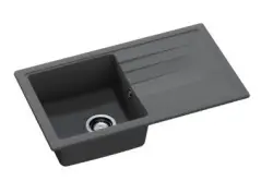 GraniteMy Smart ekstra płytki granitowy zlewozmywak nablatowy czarny 76x44cm z ociekaczem odwracalny 1208957353