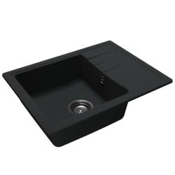 GraniteMy Smart extra płytki granitowy zlewozmywak nablatowy czarny 58x44cm z ociekaczem odwracalnym 1208957354