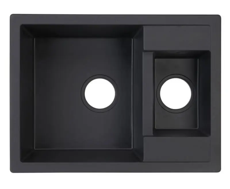 GraniteMy Smart płytki zlewozmywak granitowy nakładany czarny 1,5 komory 58x44cm 1208957355