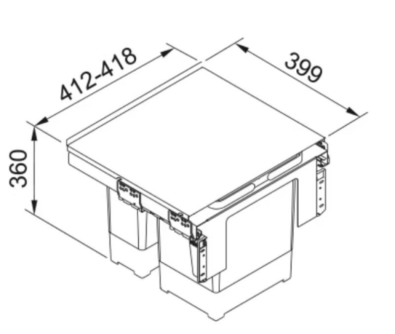 Franke Sorter Garbo 45-2 wbudowany system odpadów 1 x 12 i 1 x 18 litrów kosz na śmieci 1210200692