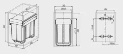 Garbisorteerder S-30-2 inbouwafvalsysteem met 2 afvalbakken 1 x 10 en 1 x 20 liter 1208957363