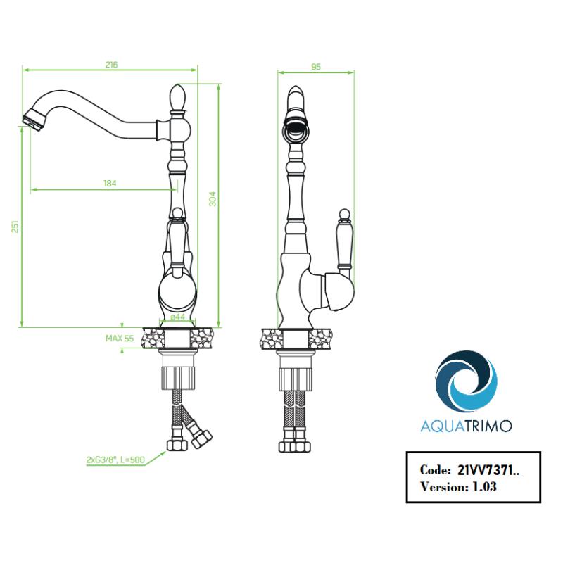 AquaTrimo Vivaldi klasyczna bateria kuchenna chromowana z obrotową wylewką 21VV7371CM