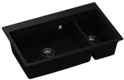 GraniteMy Limited duży 1,5 granitowy zlewozmywak nakładany i podwieszany, czarny, w zestawie z akcesoriami 76x48 cm 1208957389