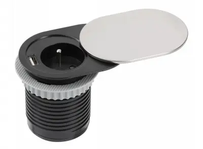 Indux Slide wbudowane gniazdo kuchenne Penaarde w blacie z USB i gniazdem koloru stal nierdzewna 1208957392