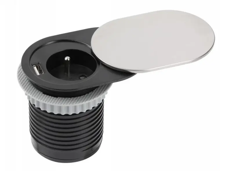 Indux Slide wbudowane gniazdo kuchenne Penaarde w blacie z USB i gniazdem koloru stal nierdzewna 1208957392