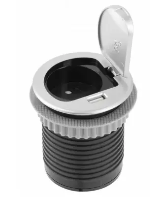 Indux Cover wbudowane gniazdo kuchenne z uziemieniem w blacie roboczym z USB i gniazdkiem, kolor srebrny 1208957393