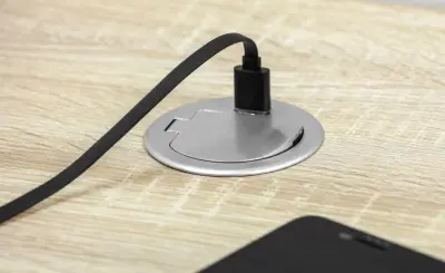 Indux Cover wbudowane gniazdo kuchenne z uziemieniem w blacie roboczym z USB i gniazdkiem, kolor srebrny 1208957393