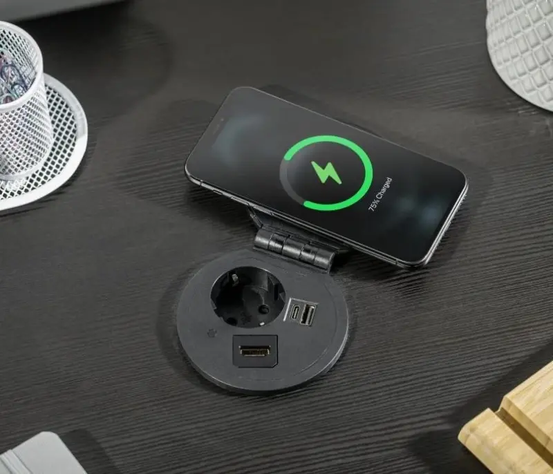 Indux Cover wbudowany czarny gniazdo kuchenne z uziemieniem w blacie z wymiennymi złączami 12089573400