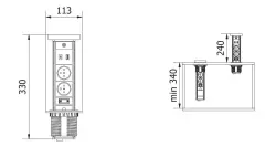 Indux Lift wysuwane gniazdo blatowe czarne z oświetleniem, 2 x USB i ładowanie bezprzewodowe 1208957401