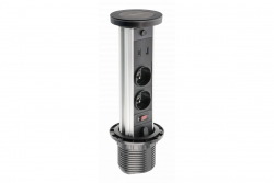 Indux Lift zanurzalna czarna ziemia kuchenna gniazdko w blacie z oświetleniem, 2 x USB i bezprzewodowe ładowanie 1208957402