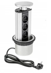 Indux Up & Down zanurzalne srebrne gniazdo kuchenne w blacie z 3 gniazdami 1208957410