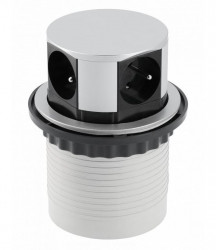 Indux Push zatapialny srebrny gniazdko kuchenne w blacie roboczym z 4 gniazdkami 1208957413