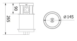 Indux Push wysuwane gniazdo z uziemieniem w białym blacie kuchennym z 4 gniazdami, 2 x USB, 2 x RJ45 i ładowaniem bezprzewodowym 1208957419
