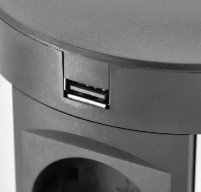 Indux Push wpuszczane gniazdo kuchenne z uziemieniem, czarne, montowane w blacie roboczym, z 4 gniazdami, 2 x USB, 2 x RJ45 oraz ładowaniem bezprzewodowym 1208957420