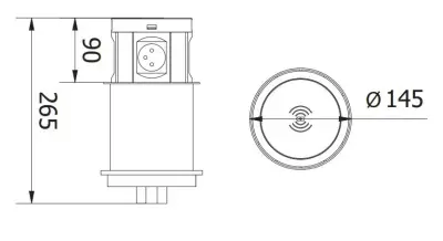 Indux Push wpuszczane gniazdo kuchenne z uziemieniem, czarne, montowane w blacie roboczym, z 4 gniazdami, 2 x USB, 2 x RJ45 oraz ładowaniem bezprzewodowym 1208957420