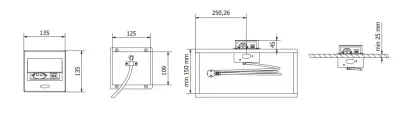 Indux Flip Small gniazdko kuchenne z uziemieniem w blacie roboczym lub w górnej szafce matowe białe z 2 ładowarkami USB 1208957423