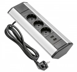 Indux Corner narożny gniazdo kuchenne z 3 gniazdkami z uziemieniem i 2 ładowarkami USB 1208957431