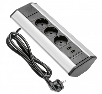 Indux Corner narożny gniazdo kuchenne z 3 gniazdkami z uziemieniem i 2 ładowarkami USB 1208957431