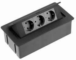 Indux Flip Medium gniazdo kuchenne z uziemieniem w blacie roboczym lub szafce wiszącej, matowa czerń, z 3 gniazdkami 1208957433