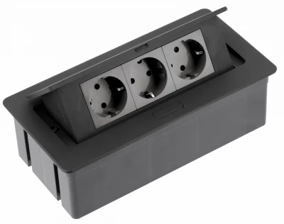 Indux Flip Medium gniazdo kuchenne z uziemieniem w blacie roboczym lub szafce wiszącej, matowa czerń, z 3 gniazdkami 1208957433