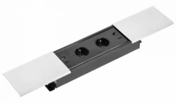 Indux Slide max wbudowane gniazdo kuchenne z uziemieniem w blacie z USB-A, HDMI, RJ45 i USB-C kolor matowy biały 1208957440