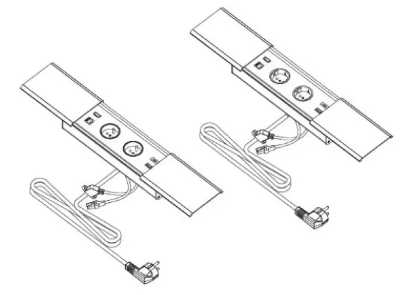 Indux Slide max wbudowane gniazdo kuchenne z uziemieniem w blacie z USB-A, HDMI, RJ45 i USB-C kolor matowy biały 1208957440