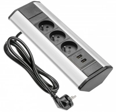 Indux Corner narożne gniazdo kuchenne z 3 gniazdami z uziemieniem i 2 ładowarkami USB 1208957442