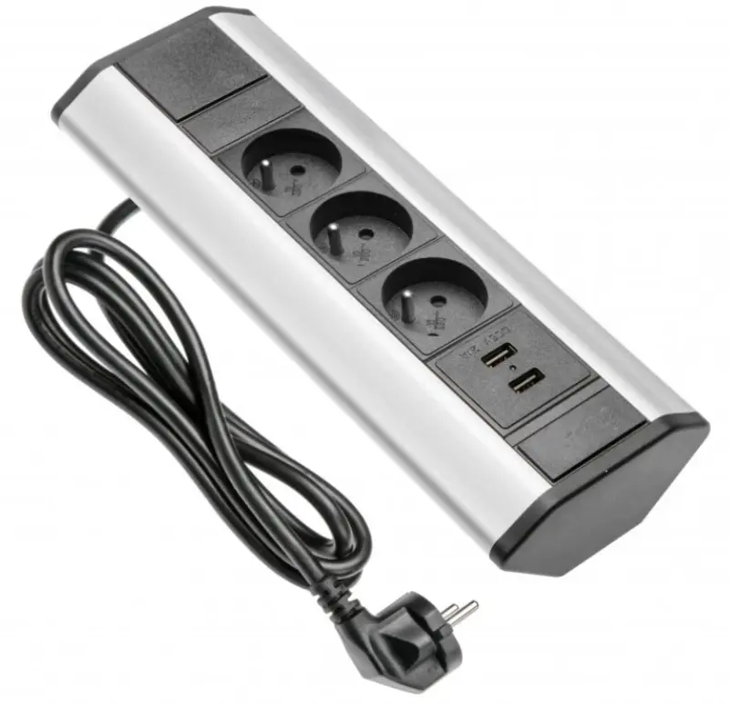 Indux Corner narożne gniazdo kuchenne z 3 gniazdami z uziemieniem i 2 ładowarkami USB 1208957442