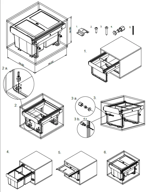 Garbi Sorter S-45-2-15 kosz na śmieci do zabudowy z 2 x 15 litrowymi pojemnikami, extra niski 1208957444