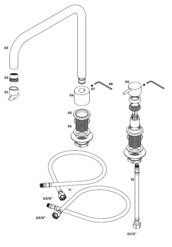 Waterevolution Flow 2-otworowa kuchenna bateria mieszająca gunmetal PVD T151HGME