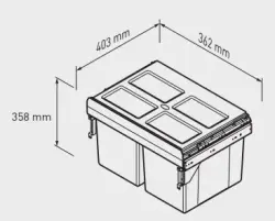 Garbi Carrier C-40-2 wbudowany system odpadów z własnymi prowadnicami i 2 koszami na śmieci 2 x 16 litrów 1208957462