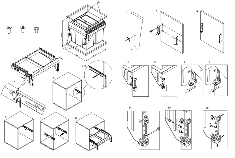 Garbi Carrier C-40-2 wbudowany system odpadów z własnymi prowadnicami i 2 koszami na śmieci 2 x 16 litrów 1208957462
