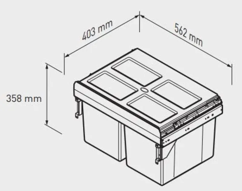 Garbicarrier C-60-2 system do zabudowy z własnymi prowadnicami i 2 pojemnikami na odpady 2 x 27 litrów 1208957468
