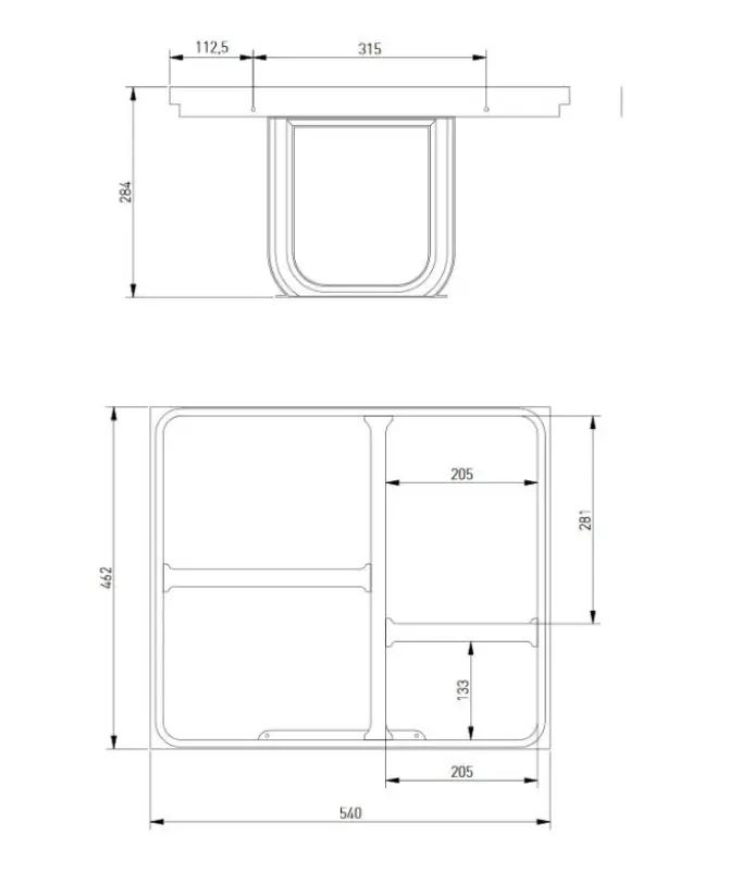 Garbi Basket B-60-4-H system sortowania odpadów do szuflady 60 cm, w zestawie uchwyt i 4 pojemniki na odpady 1208957472