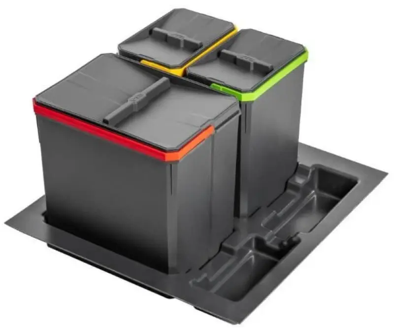 Garbi Basket B-60-3 sorteerafvalsysteem voor lade van 60 cm, inclusief houder en 3 afvalbakken 1208957473