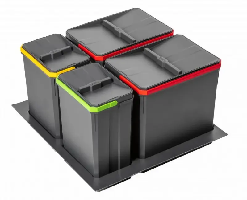 System sortowania odpadów Garbi Basket B-60-4 do szuflady 60 cm, w zestawie z uchwytem i 4 pojemnikami na odpady 1208957475.